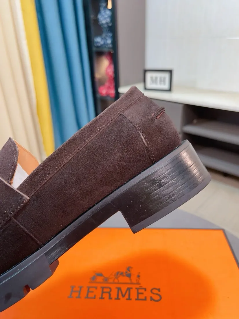 Men's shoes 💰458🌹🌹Niuli "HERMES" Hermès business leather shoes, original factory configuration, original imported frosted cowhide upper + luxury hardware logo + fully imported original customized cowhide lining, sole: rubber wear-resistant outsole, difficult craftsmanship, original factory follow-up goods, 🔍🔍high quality code number: 38-44 45 can be customized